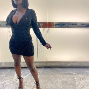 Shut it down studded dress